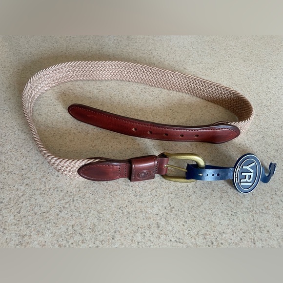 YRI Designs Other - NWOT Tan Elastic Braided Leather Trim Belt